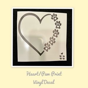 Heart/Paw Print Vinyl Decal